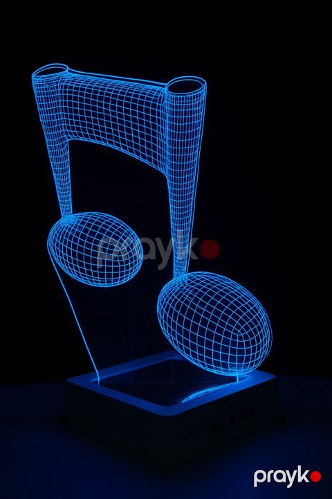 Masaüstü 3D LED Akril Lampa, Göy, Musiqi Notası, 20x30 sm - lightdekor228 — Bakı