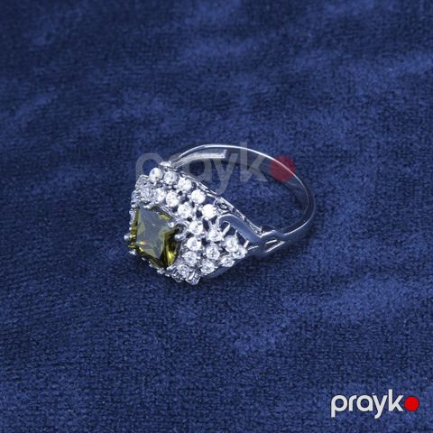 Qadınlar üçün gümüş üzük Azgold 181 Gümüşü/Yaşıl — Bakı