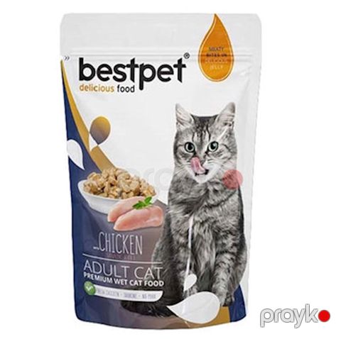 Toyuq əti ilə nəm yem BestPet Chicken, yetkin pişiklər üçün, 85 q — Bakı