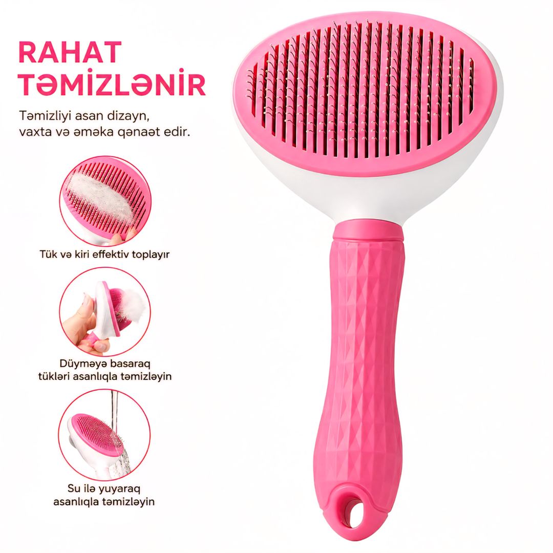 İtlər və pişiklər üçün tiftik darağı 7632, çəhrayı — Mallar, Bakı (2)