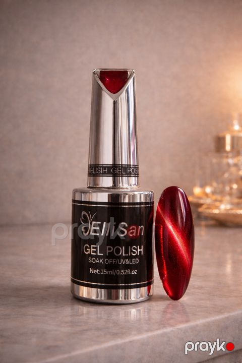Gel-lak pişik gözü Ellisan, qırmızı, 15 ml — Bakı