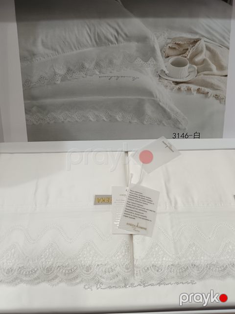 Yataq dəsti 4590, ikinəfərlik, yorğan üzü 200x230 sm, mələfə 250x250 sm, yastıq üzü 50x70 sm, bambuk/satin, ağ — Bakı