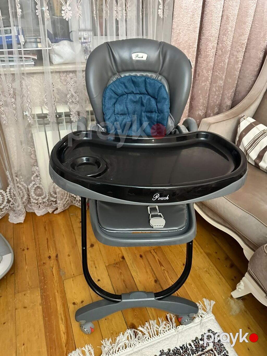 Pouch uşaq yemək stulu - Rəng: tünd boz gövdə, qara servis masası — Qidalandırma stulları, Bakı (3)