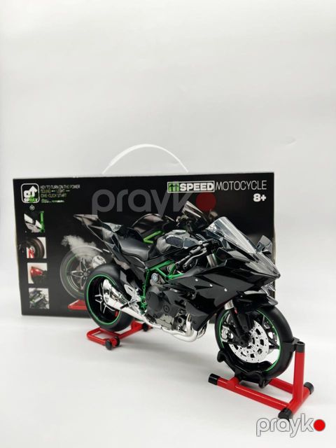 Oyuncaq motosikl Kawasaki H2R, metal/plastik, qara, 8 yaş — Bakı