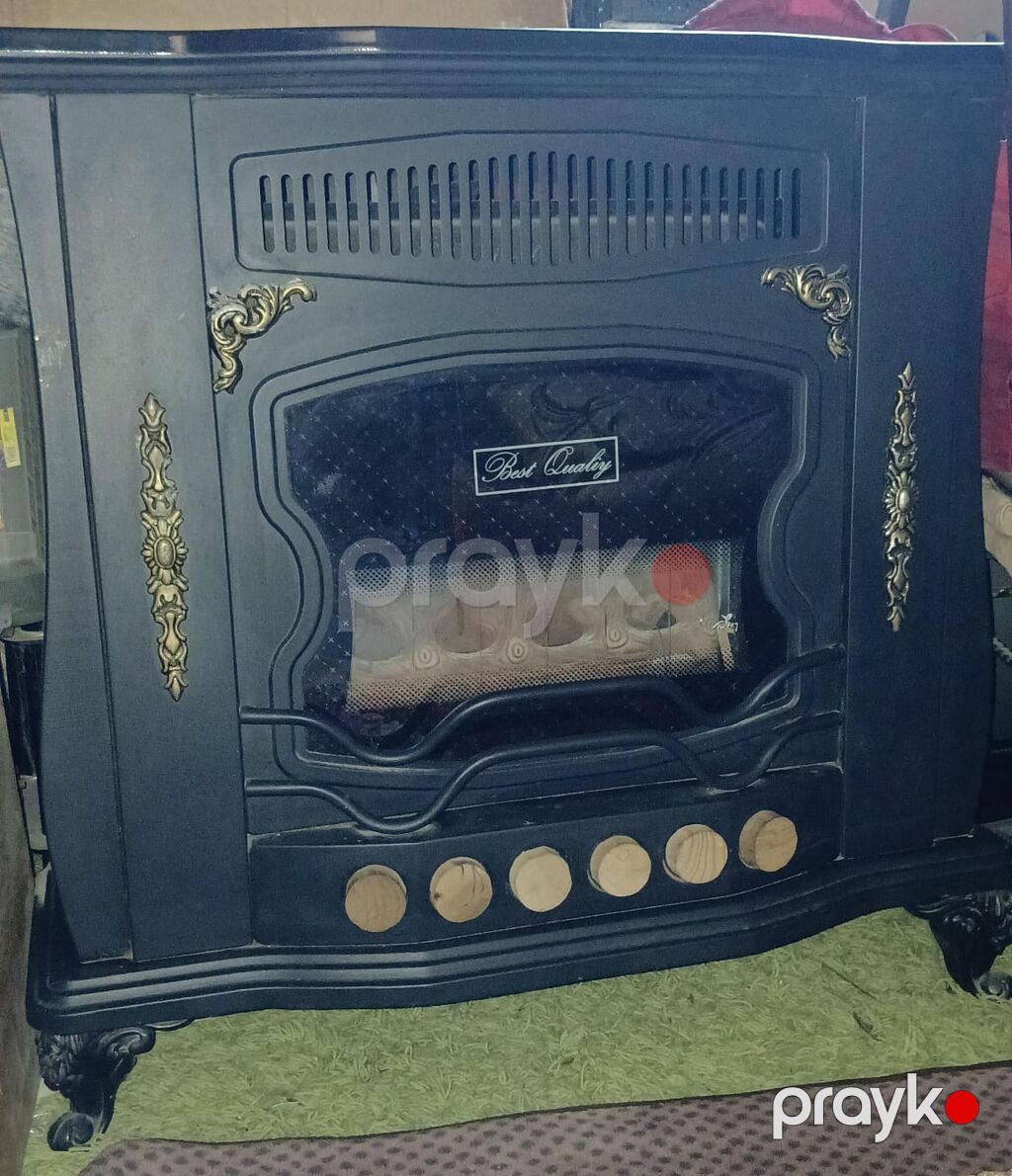 Dekorativ qaz sobası/kamin - Klassik dizaynlı, qara korpus və qızılı — Kaminlər, Digah (3)