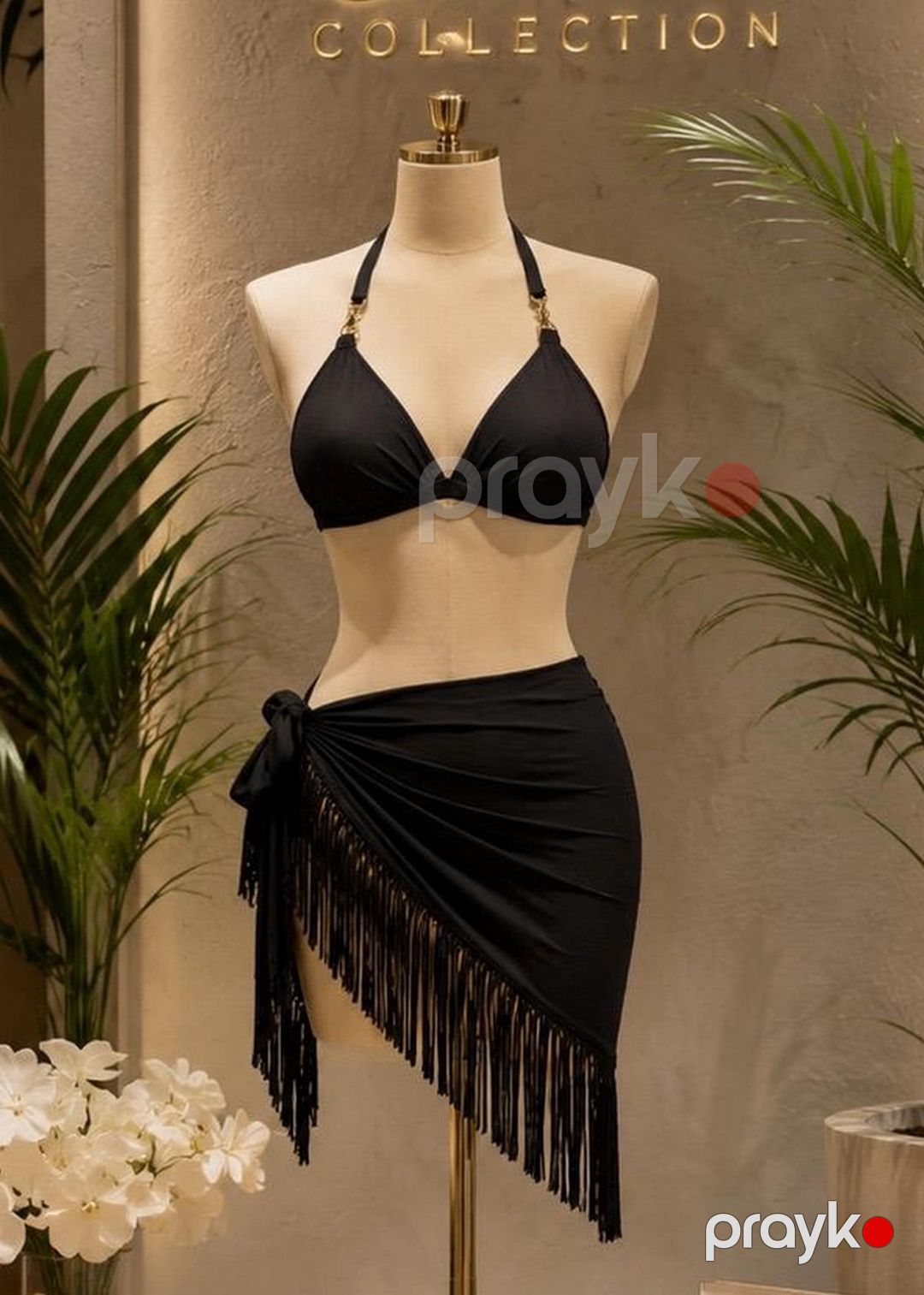 Qadınlar üçün ayrı çimərlik geyimi dəsti ML_3772, böyük bədən, polyester, qara, ölçü 3XL — Mallar, Bakı (3)