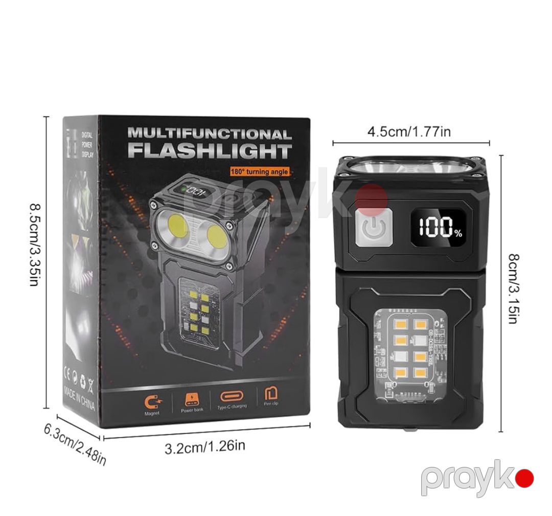 Fənər Flintronic Mini, Usb-c doldurulan, maqnit əsaslı, COB işıq, toqqa klipli, super parlaq, çöldə və fövqəladə hallar üçün - kop_179 — Mallar, Bakı (2)