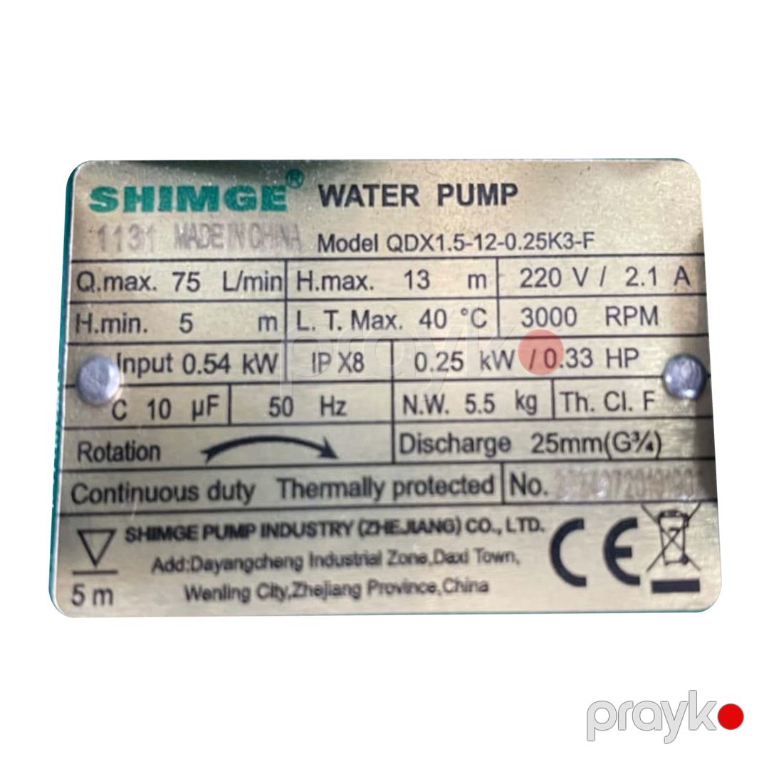 Drenaj nasosu Shimge QDX1.5-12-0.25K3-F 1131 — Mallar, Bakı (2)