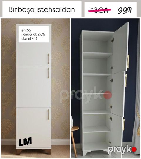 Bir qapılı dolab – təmiz laminatdan, birbaşa istehsaldan. Ölçülər — Bakı