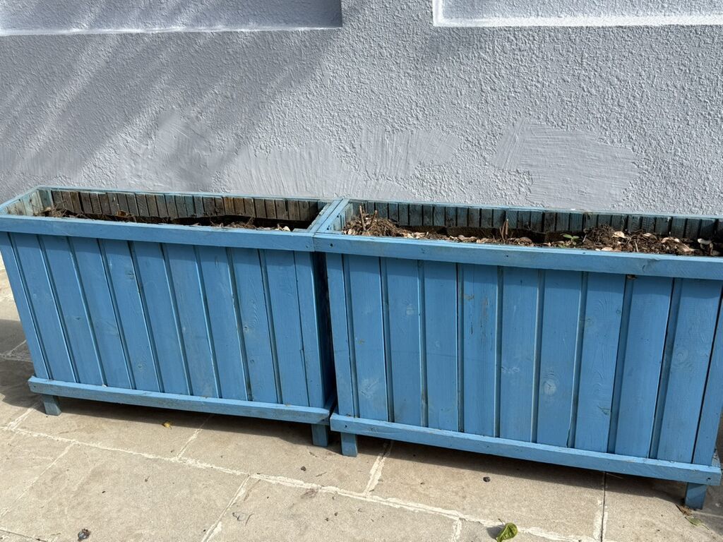 Məhsul: Açıq məkana uyğun taxta çiçək/qazon yeşikləri (mavi rəngdə) — Bağ mobilyaları, Masazır (5)