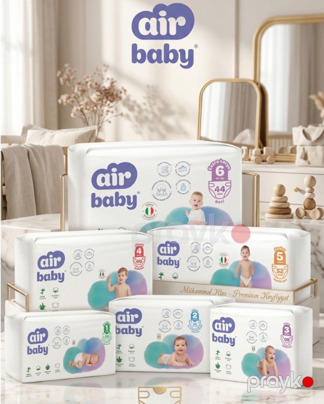 Uşaq bezləri Air Baby jumbo №2, 3-6 kq, 76 əd — Mallar, Bakı (3)
