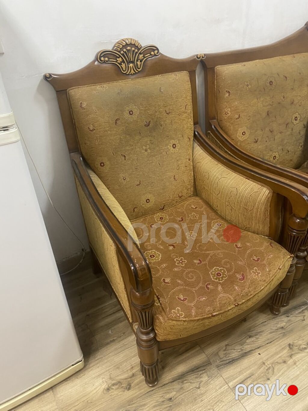 Klassik tərzli yumşaq mebel dəsti – taxta karkaslı kreslo və divan — Yumşaq mobilya dəstləri, Bakı (2)
