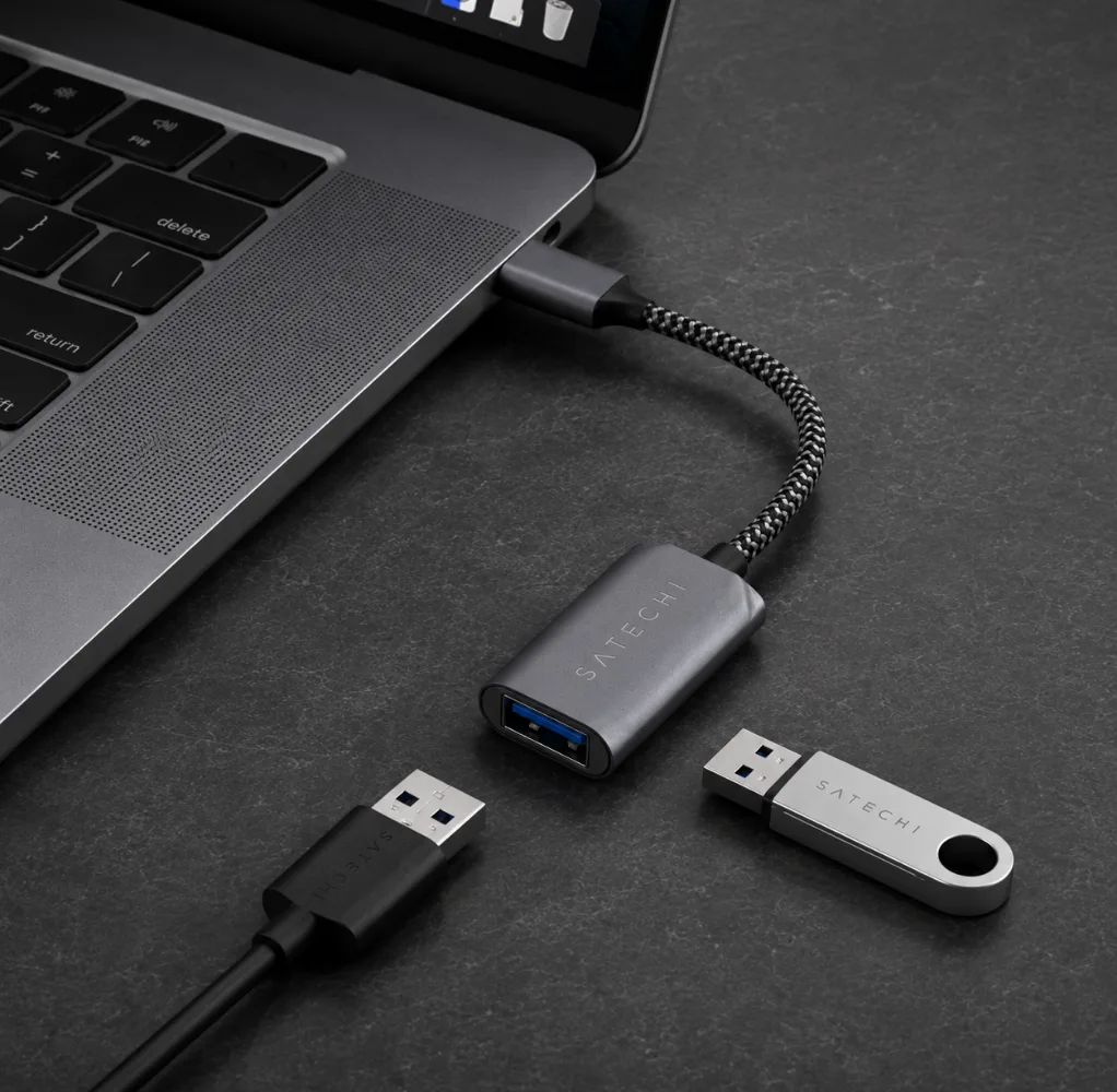HUB Satechi Aluminum Usb-c to USB 3.0 Adapter Space Gray — Mallar, Bakı (3)