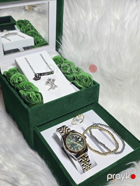 Qadınlar üçün hədiyyə dəsti Lovely Valentine GR-009 (Qol saatı + qolbaqlar + üzüklər + kulonlu zəncir) — Bakı
