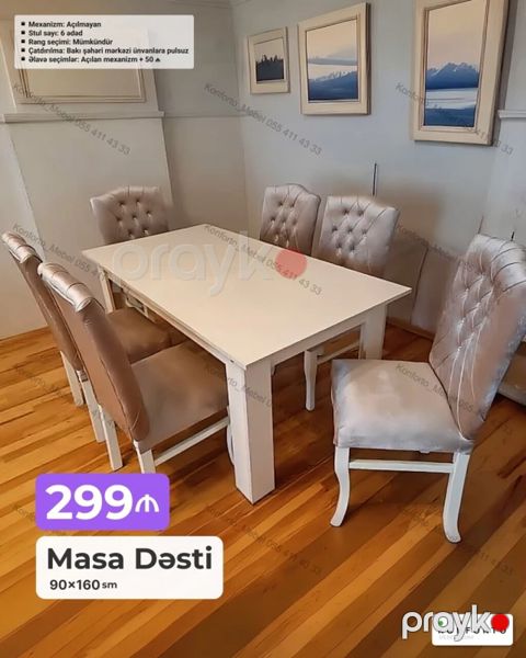 Məhsul: Masa Dəsti (90×160 sm) Təsvir: - Klassik dizaynlı yemək — Bakı