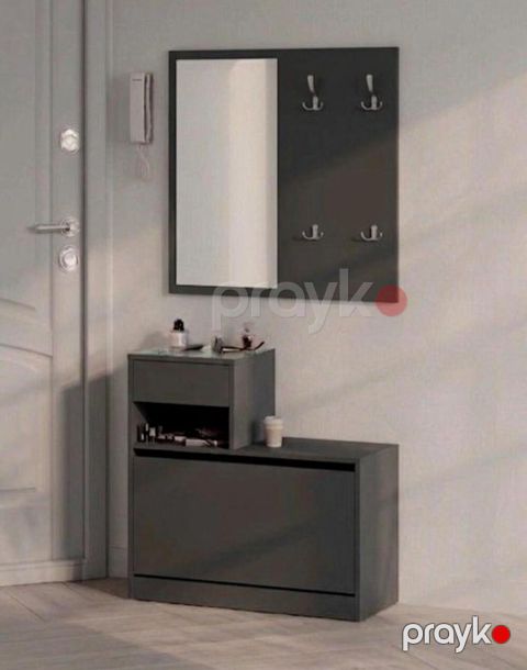 Tumba ayaqqabı üçün güzgülü MB 14, laminat, antrasit, 72x86x35 sm — Bakı