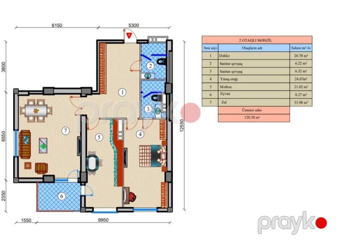 Satılır 3 otaqlı yeni tikili 121 m² — Mənzil, Bakı (2)