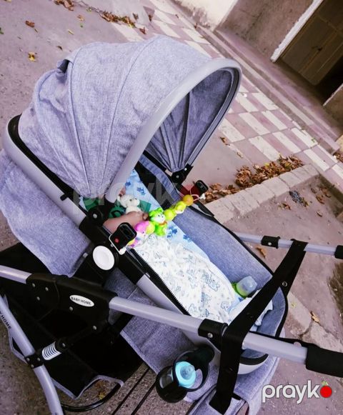 Uşaq arabası – Baby Home markası, boz rəng. Xüsusiyyətlər — Gəncə