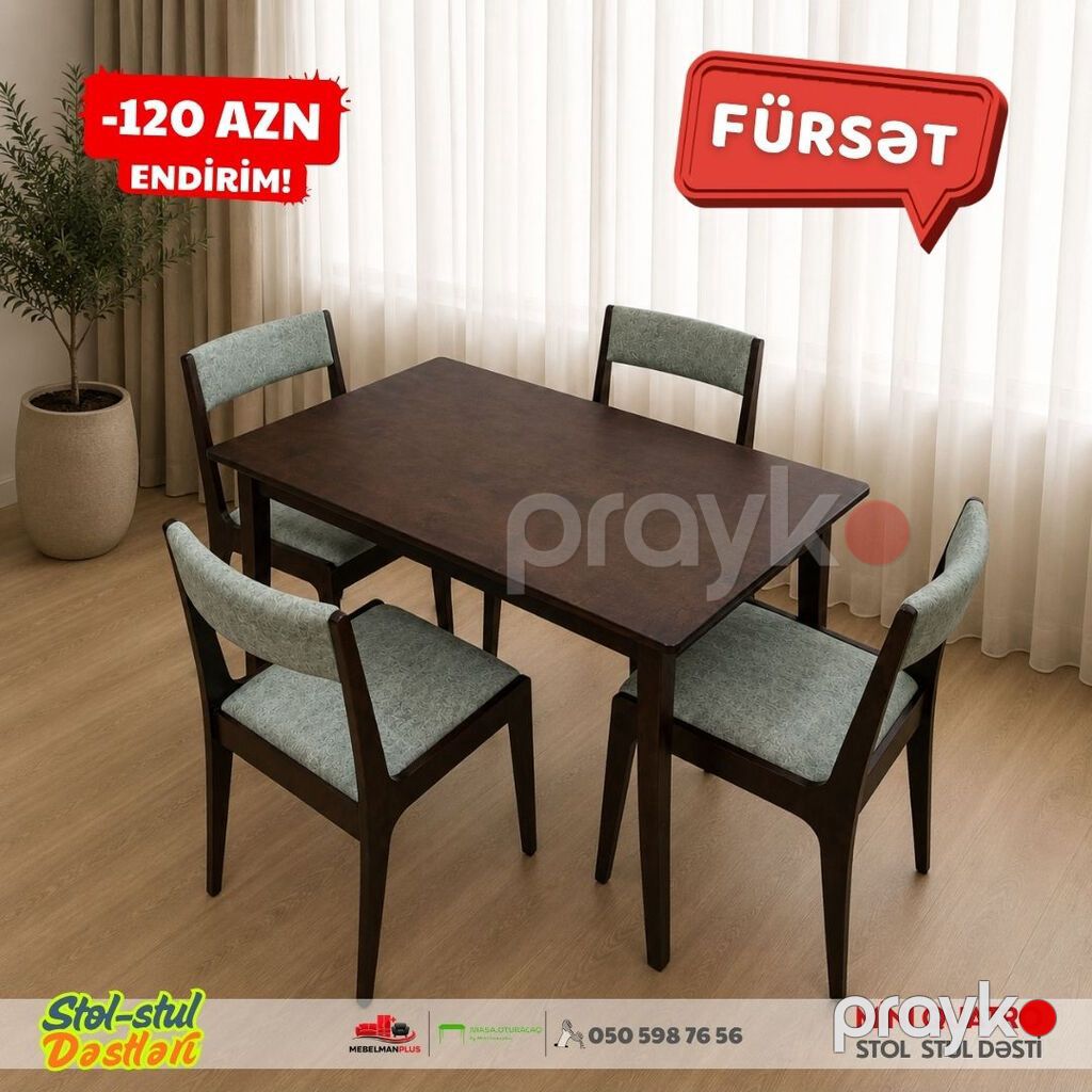 Mini Quatro stol stul dəsti super Endirimlə Mini Quatro 4 oturacaqlı — Masalar və stullar, Bakı (3)