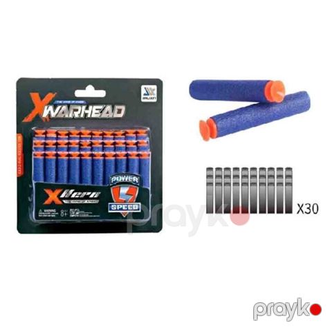 Oyuncaq silahı üçün güllə dəsti Nerf, 30 ədəd, göy və narıncı, EVA yumşaq köpük, 7 sm uzunluq, 1.3 sm diametr, 8+ yaş, qablaşdırma: 16.8x17 sm - NG336-70 — Bakı