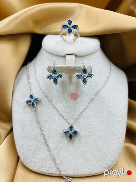 Zinət dəsti boyunbağı, qolbaq, üzük və sırğa Icebella 925 əyyar gümüş - ICEBELLA_108 — Bakı