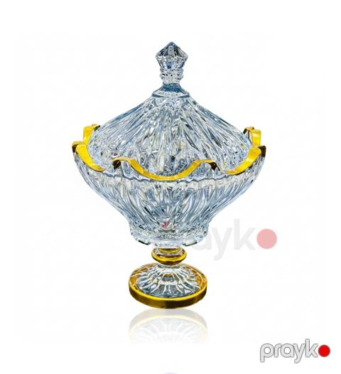Konfet qabı Gloria UT-35762, şüşə, 500 ml, qızılı/şəffaf — Bakı