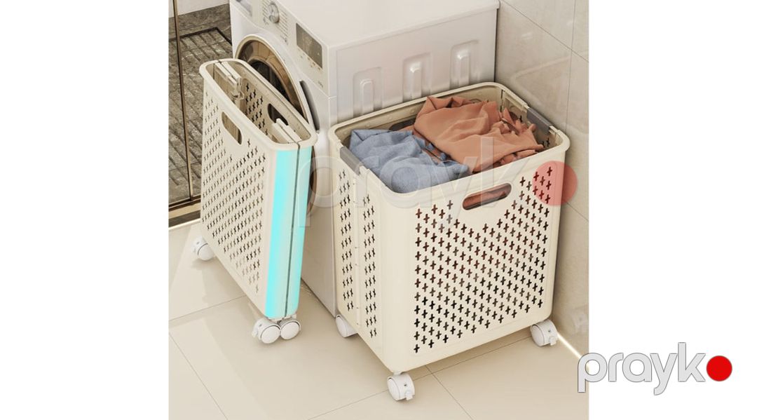Çamaşır üçün səbət OHM416-8, 38.5×28.5×46 sm, plastik, bej — Mallar, Bakı (3)