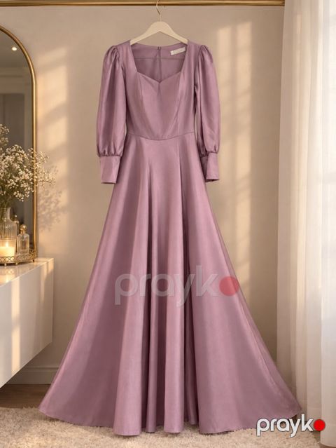 Mauve rəngli, zərif maxi don - Model: kvadrat dekolteli, ürəkvari — Bakı