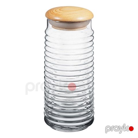 Saxlama üçün banka Pasabahce Babylon 43183, 1550 ml, şüşə, taxta, şəffaf — Bakı