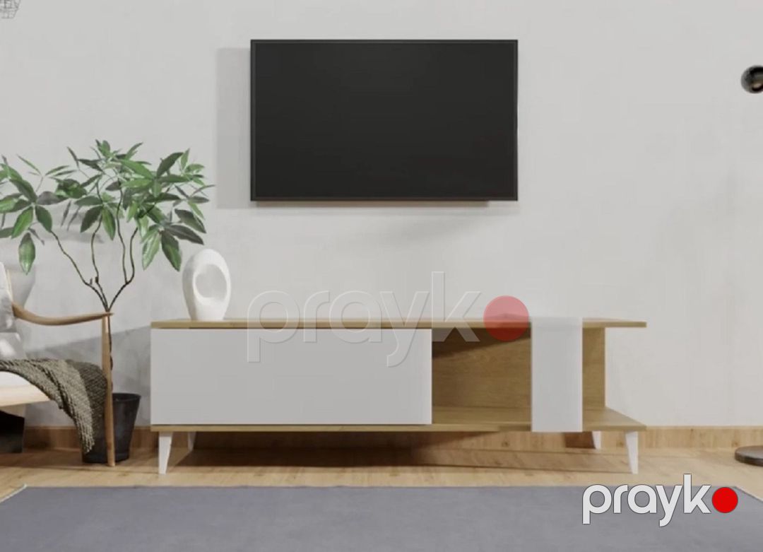 Tv üçün tumba ev_13900492, LDSP/laminat, ağ/qəhvəyi, 35x160x41 sm — Mallar, Bakı (2)