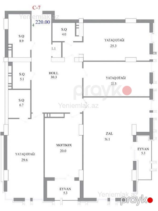 Satılır 4 otaqlı Bina evi menzil (Yeni tikili), 220 m², Yasamal rayonu — Mənzil, Bakı (8)