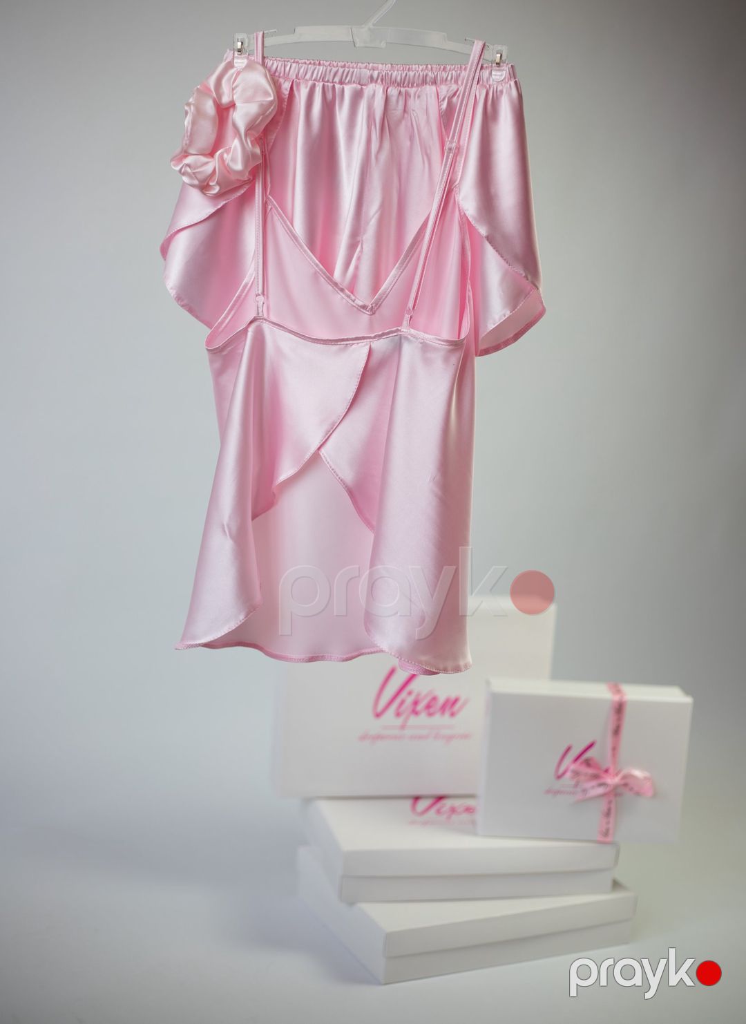 Qadınlar üçün Şortlu pijama dəsti Vixen 2301125000004, çəhrayı, satin, ölçü S — Mallar, Bakı (2)