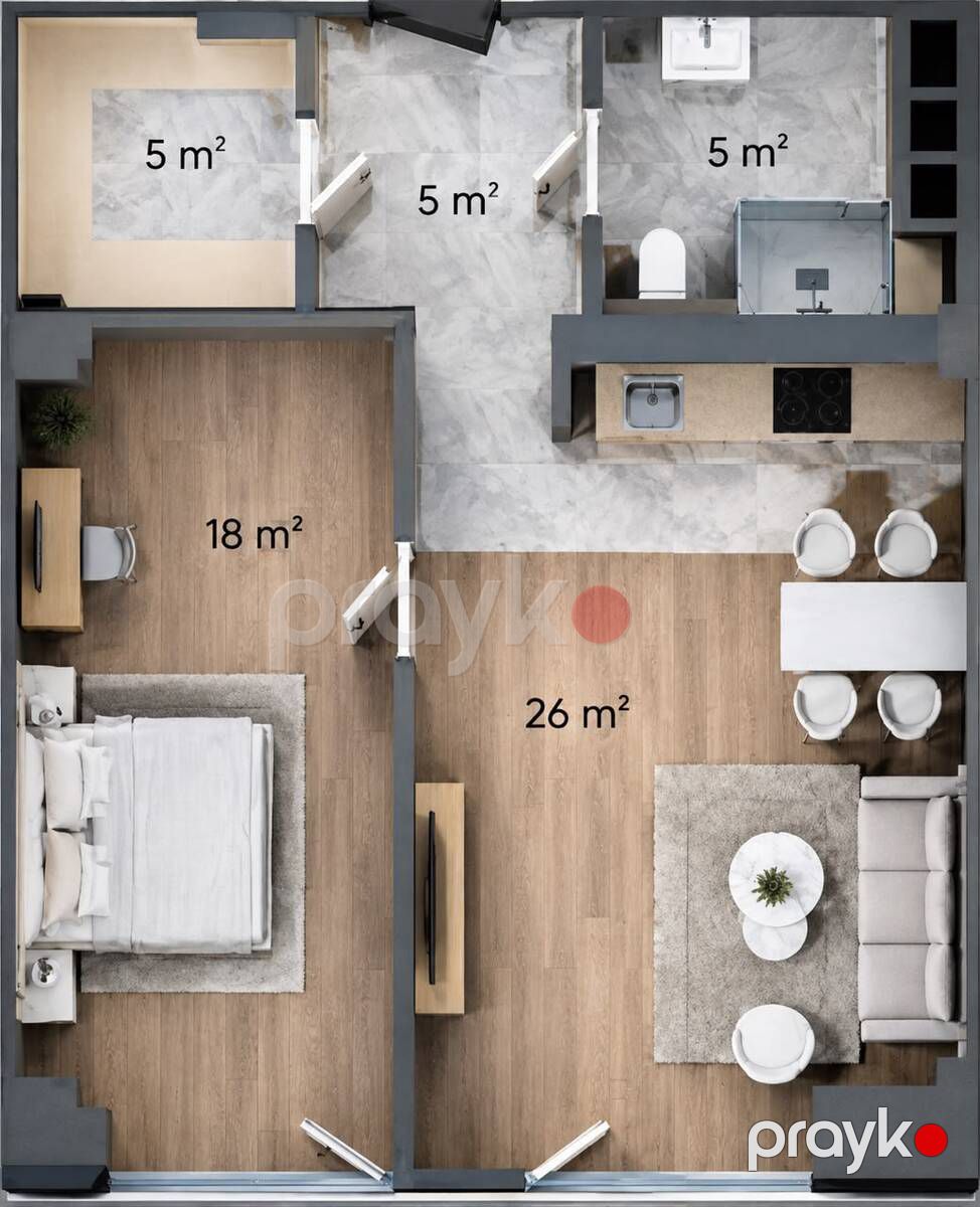 Satılır 2 otaqlı yeni tikili 52 m² — Mənzil, Bakı (3)