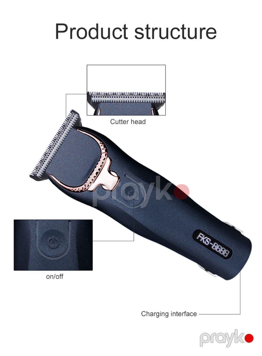 Mini Profissional Trimmer FKS 8688 - 2 sürətli 7000RPM / 1400mAh / 240 — Saç kəsmə maşınları, Bakı (9)