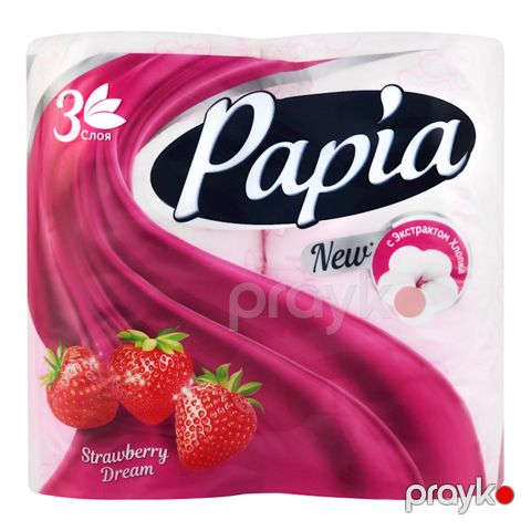 Tualet kağızı Papia Strawberry Dream, 3 qat, 4 rulon — Bakı