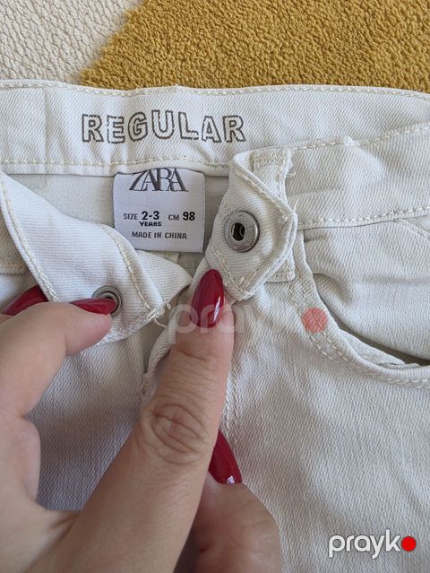 Zara Kids ağ rəngli cins şalvar - Model: Regular - Ölçü: 2–3 yaş (98 — Bakı