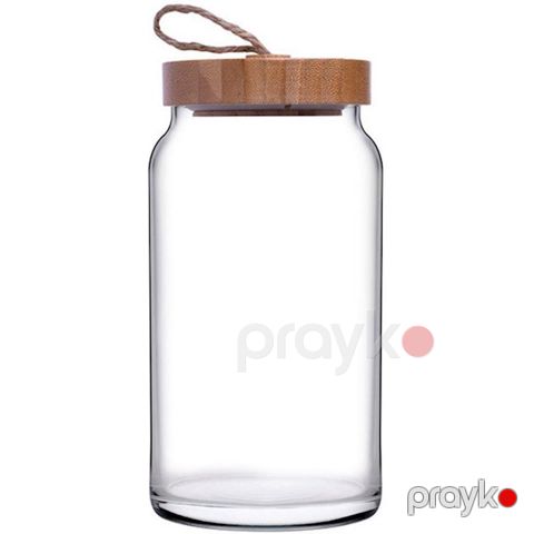 Saxlama üçün banka Pasabahce Woody, 1130 ml, şüşə/bambuk, şəffaf — Bakı
