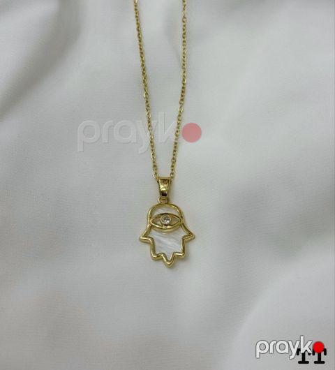 Kulonlu zəncir Luxeoria Hamsa Eye 422, polad, qızılı — Bakı
