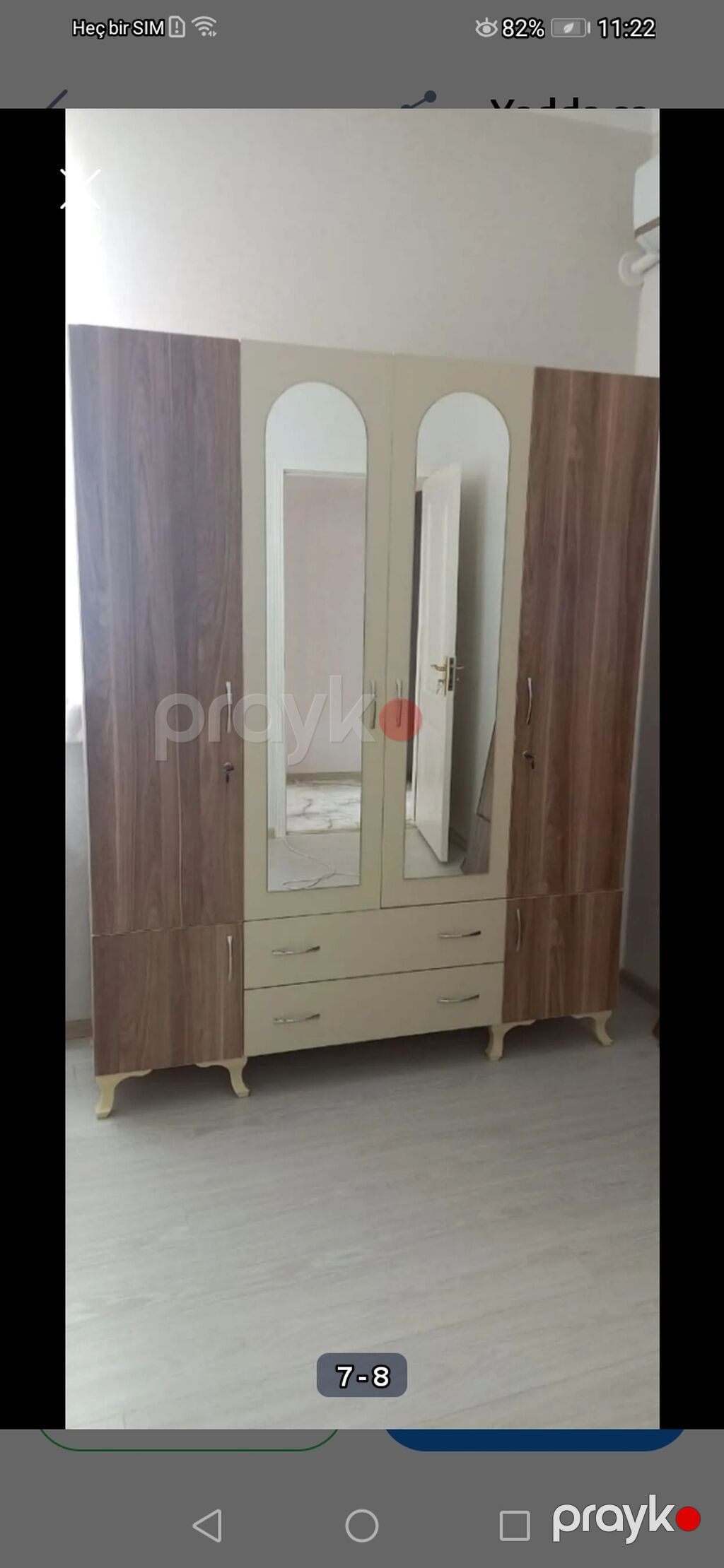 Geniş həcmli paltar şkafı - Model: iki aynalı orta bölmə, dörd — Şkaflar, Digah (6)
