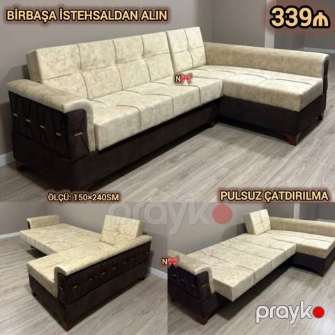 Künc divan – çevrilən model - Ölçü: 150×240 sm - L‑şəkilli künc — Bakı