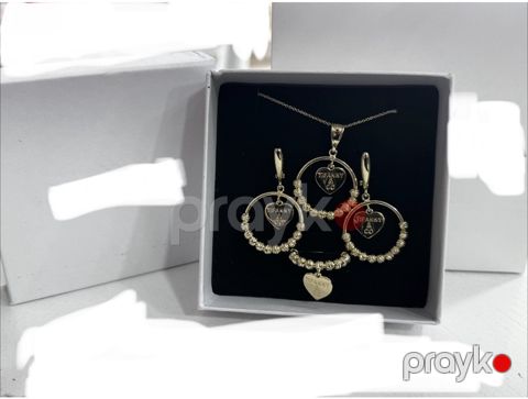 Bijuteriya dəsti Xuping Jewellery, kulonlu zəncir, sırğa və üzük, qadınlar üçün, qızılı, paslanmayan polad — Bakı