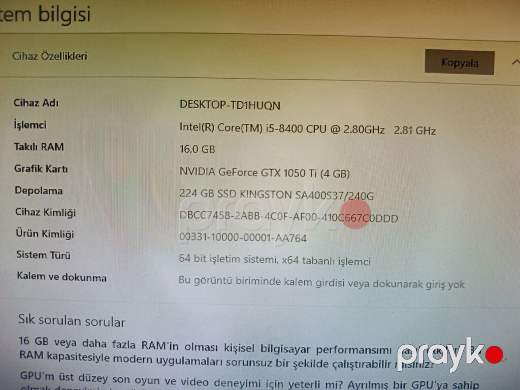 Core i5-8400 2.80 GHz Video card GTX 1050 TI Ram 16 GB DDR4 SSD — Masaüstü kompüterlər, Gəncə (4)