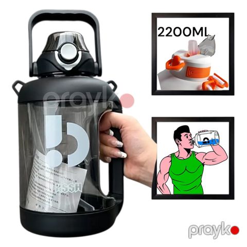 İdman su qabı Gymnic 1229096, qara, plastik, 2200 ml — Bakı