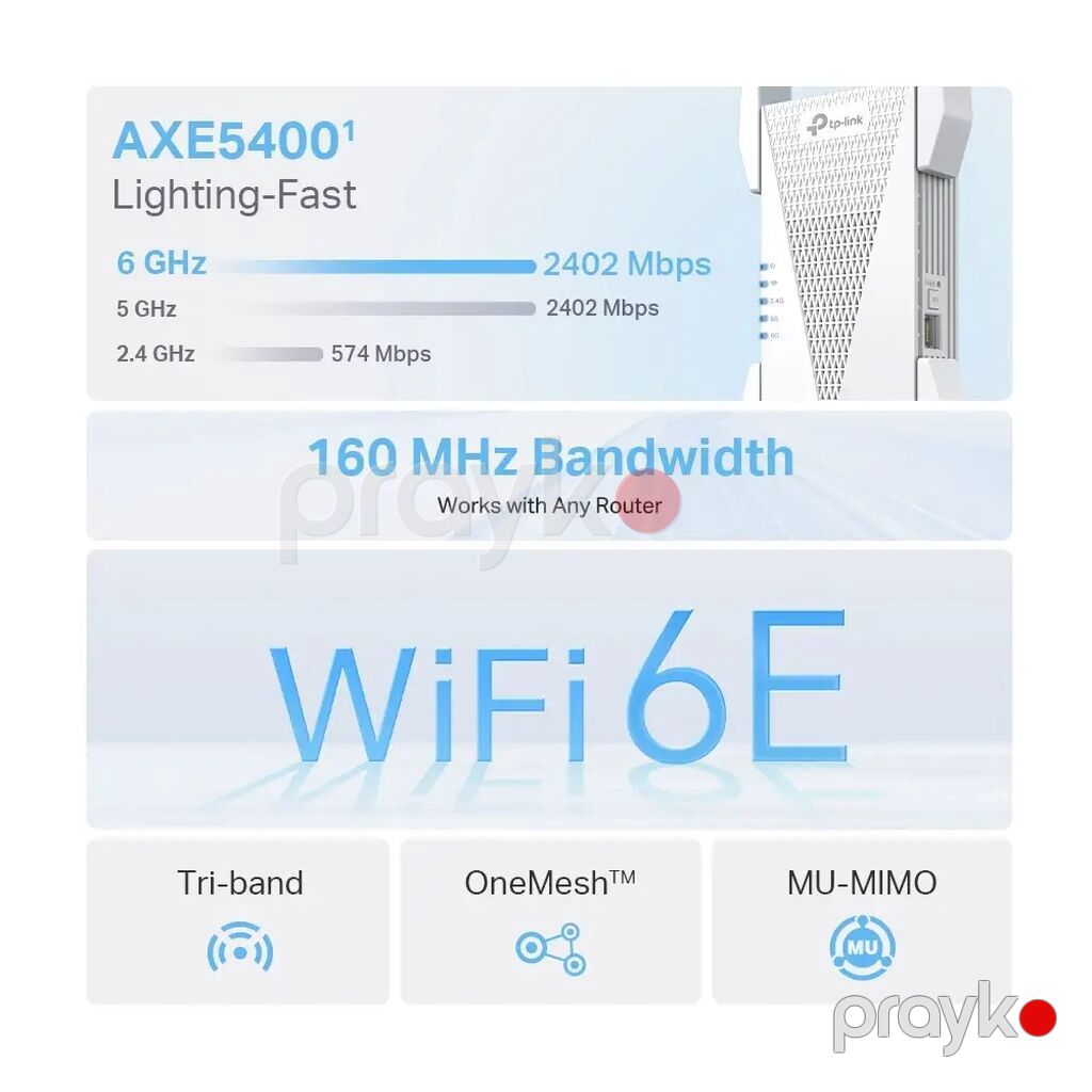 TP-Link RE815XE Wi‑Fi 6E Tri-Band Siqnal Gücləndirici (Range Extender) — Şəbəkə və server avadanlığı, Masazır (5)