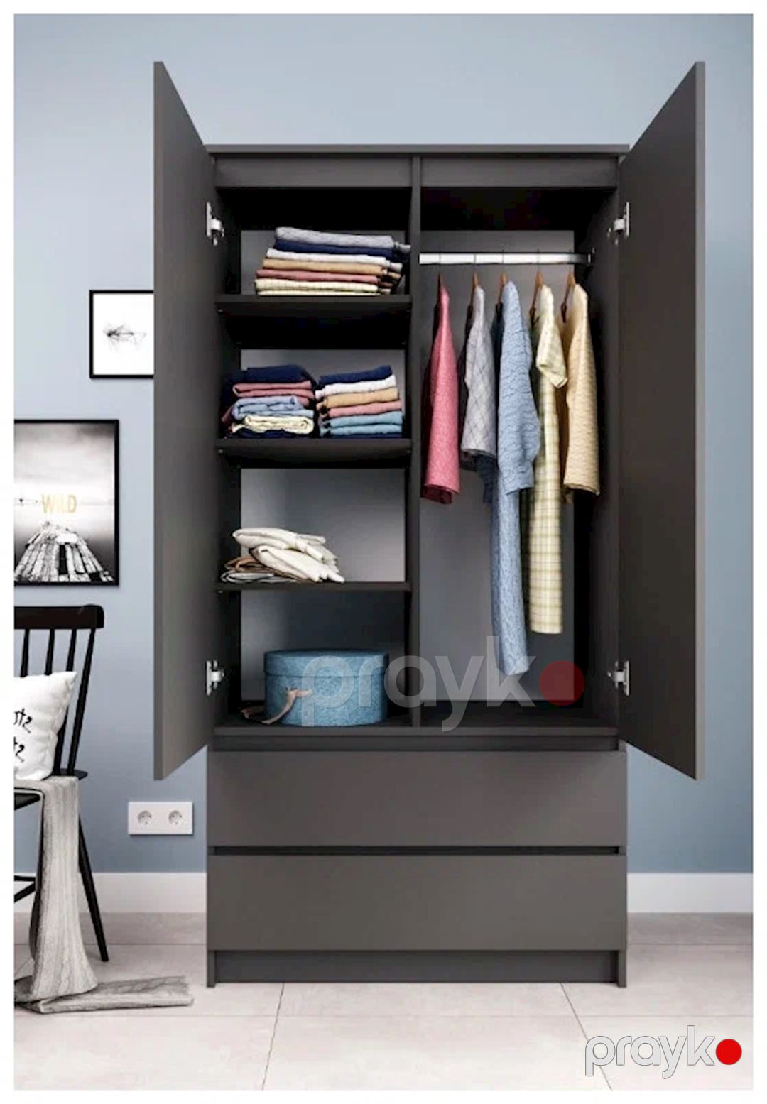 Şkaf Letta, Ldsp, boz, 180x51.5x90 sm — Şkaflar, Bakı (3)
