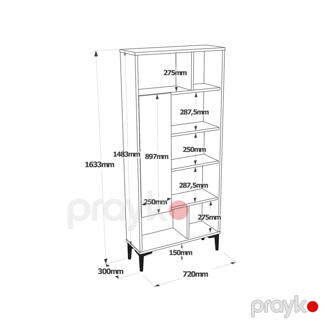 Stellaj Ev Plus ev_13111200, Ldsp, antrasit/bej, 1630x720x300 mm — Mallar, Bakı (3)