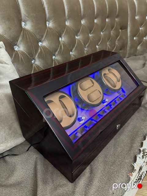 6lı Avtomatik Saat Qurucu Watch Winder LED İşıq — Bakı