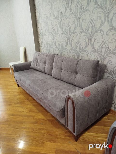 Qonaq otağı üçün rahat 3-yerlik divan - Rəng: boz (daş effekti ilə) — Bakı