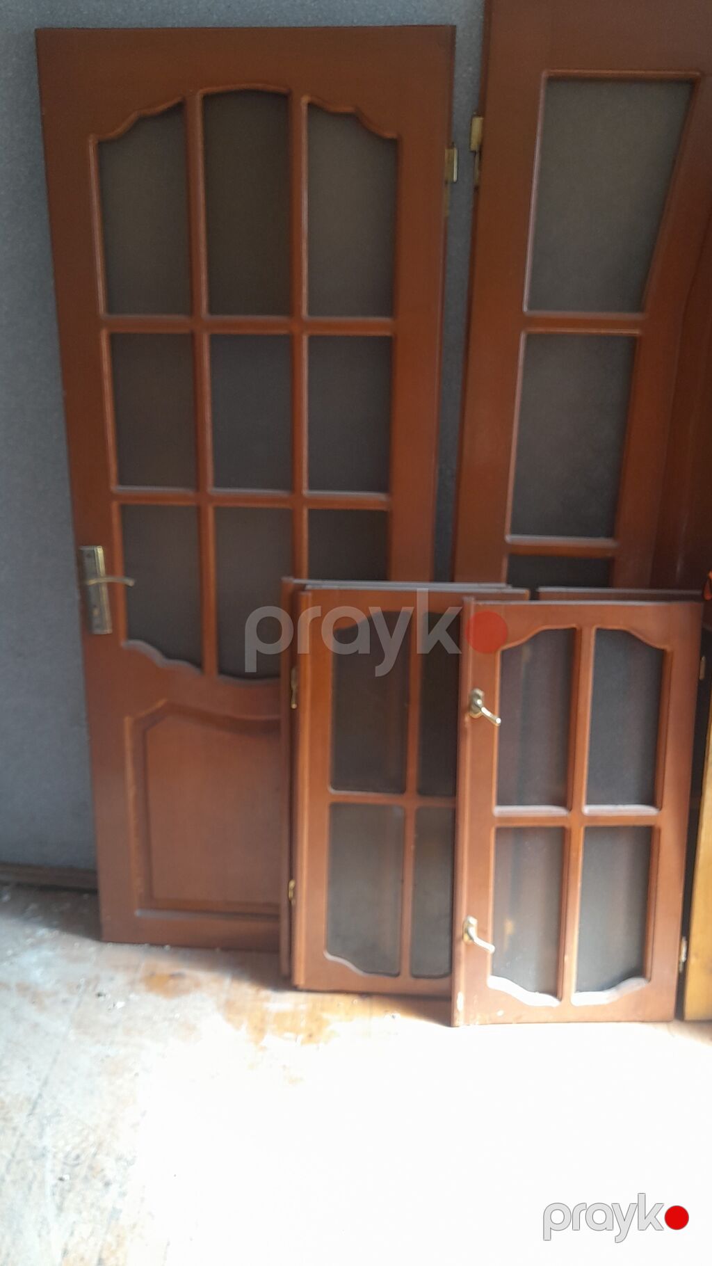 Taxta şüşəli qapılar və arakəsmə pəncərə dəsti - Material: ağac — Pəncərələr, qapılar, balkonlar, Xırdalan (5)