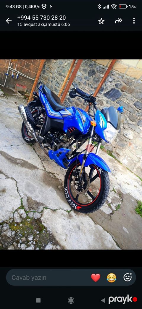 Məhsul: Yol-naked üslublu moped/motosiklet (mavi rəng) Xüsusiyyətlər — Şəki